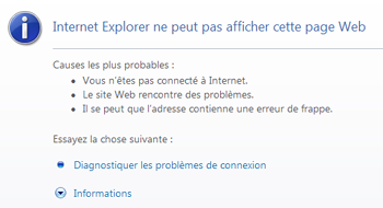 Internet Explorer ne peut pas afficher cette page Web